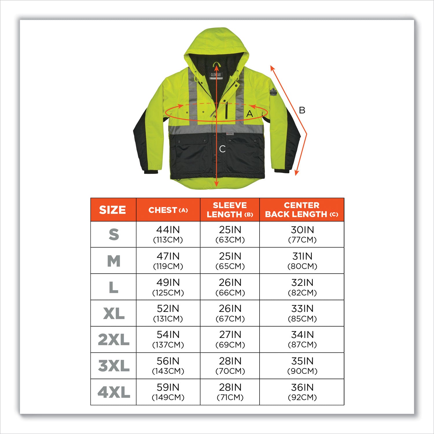 ergodyne® GloWear 8275 Class 2 Heavy-Duty Hi-Vis Workwear Sherpa Lined Jacket, Large, Lime