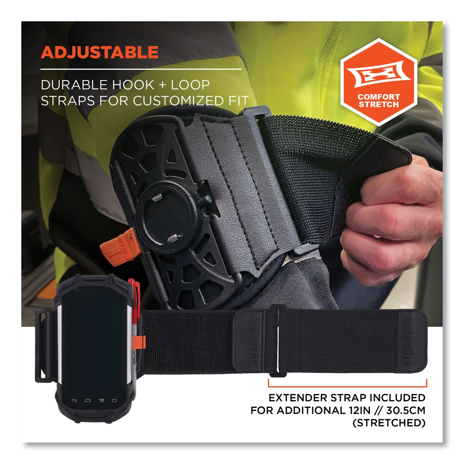 ergodyne® Squids 5545 Arm and Wrist Scanner Mount, Small, 7 x 8.5 x 1.5, Elastic, Black