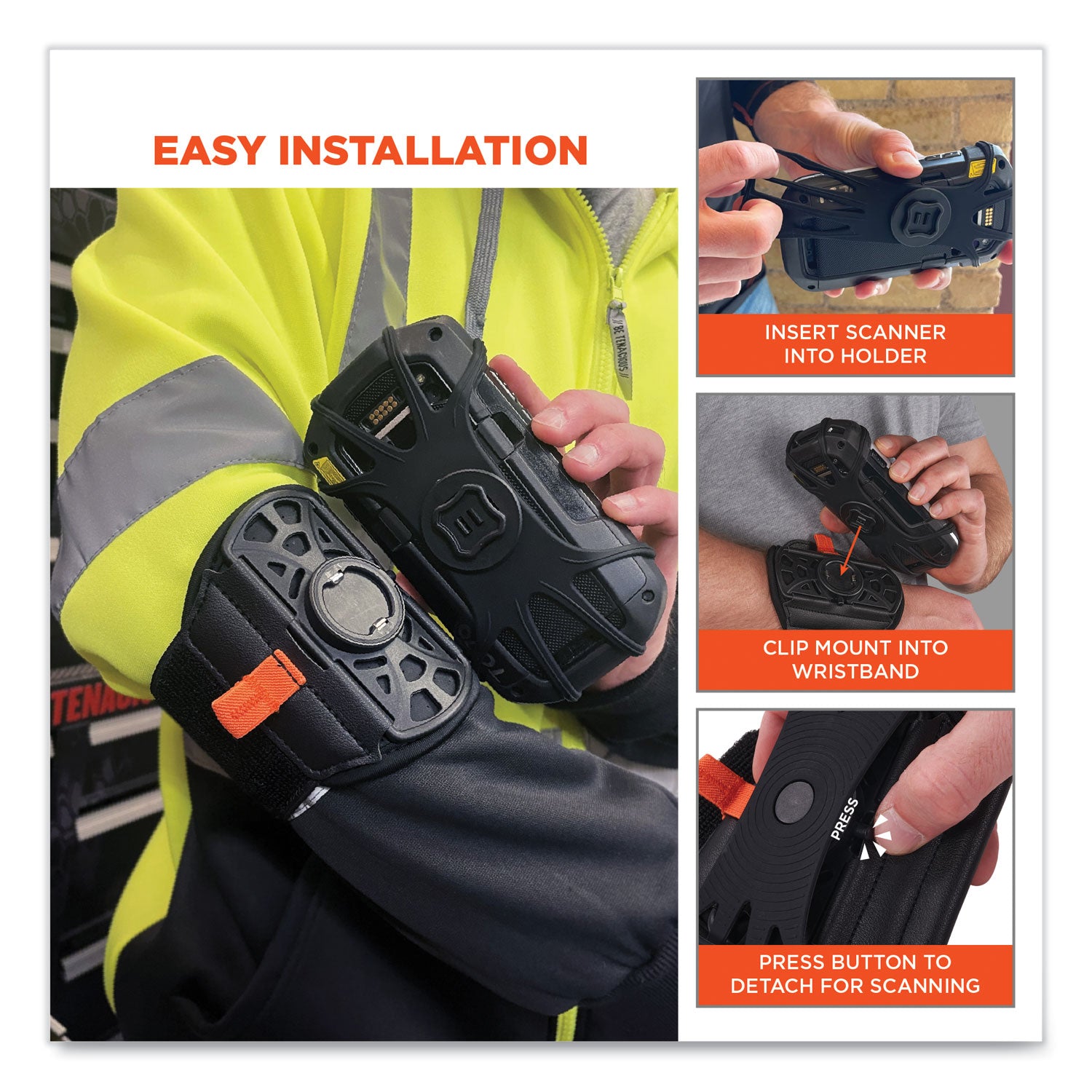 ergodyne® Squids 5545 Arm and Wrist Scanner Mount, Medium, 7 x 8.5 x 1.5, Elastic, Black