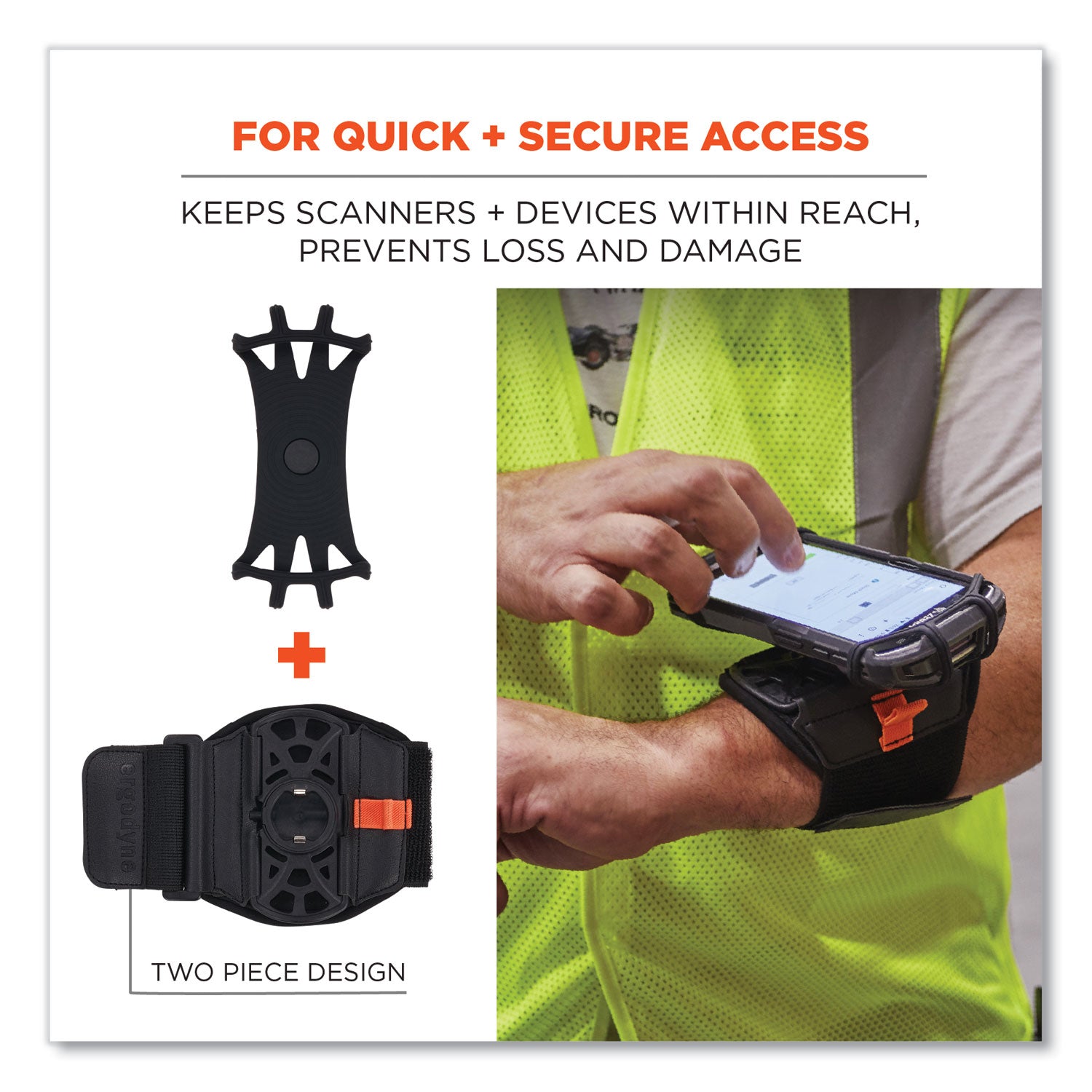 ergodyne® Squids 5545 Arm and Wrist Scanner Mount, Medium, 7 x 8.5 x 1.5, Elastic, Black