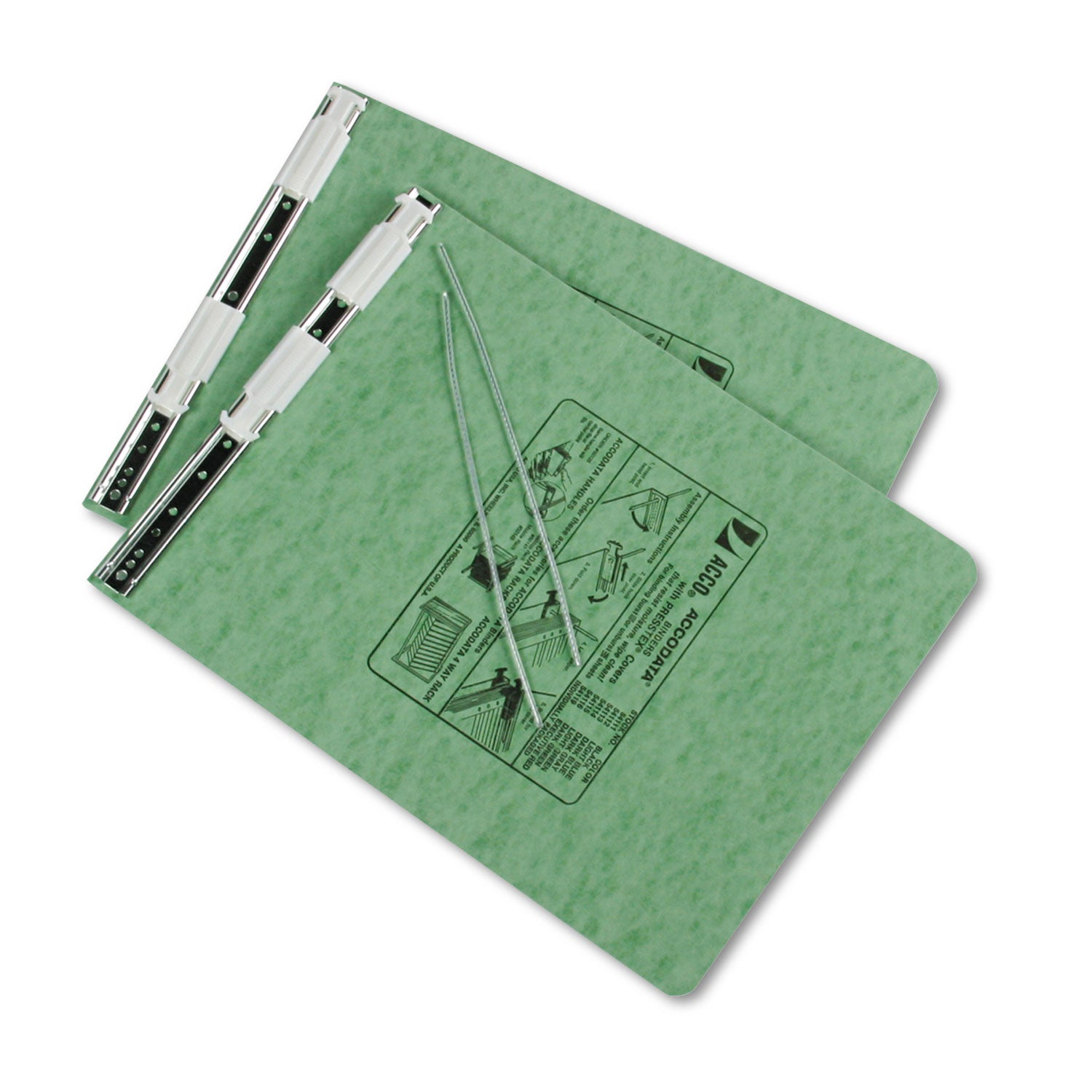 ACCO Presstex Covers With Storage Hooks, 2 Posts, 6" Capacity, 9.5 X 11, Light Green