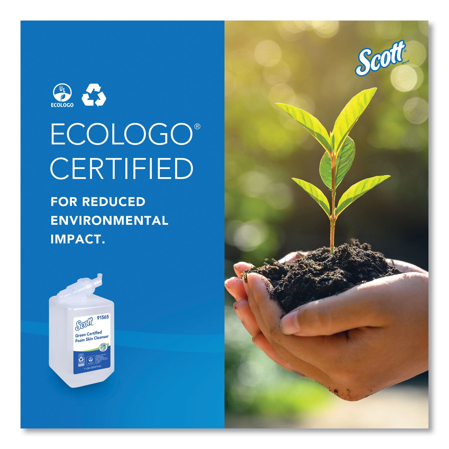 Scott® Essential Green Certified Foam Skin Cleanser Refill, Unscented, 1,000 mL, 6/Carton