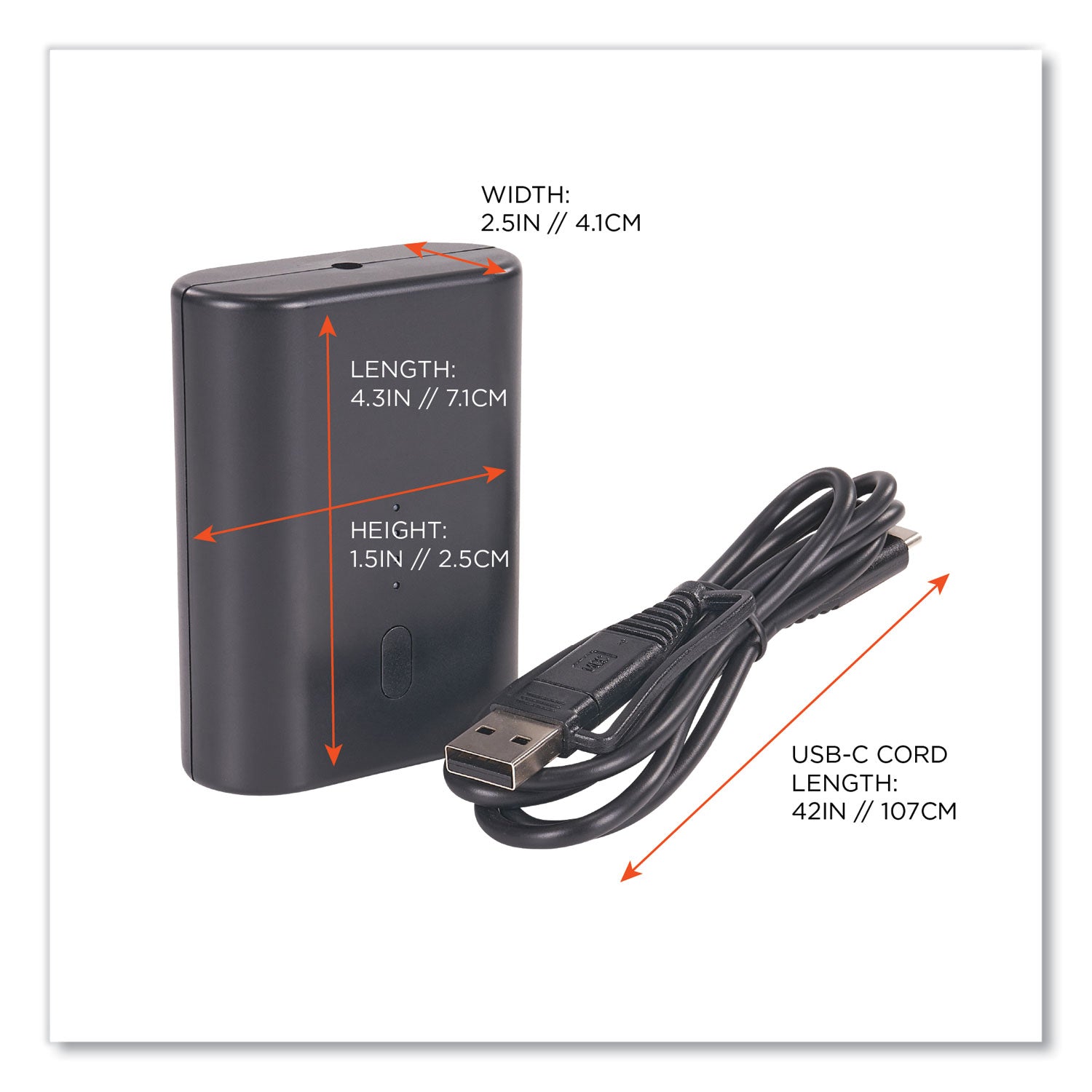 ergodyne® N-Ferno 6495B Portable Battery Power Bank with USB-C Cord, 7.2 V