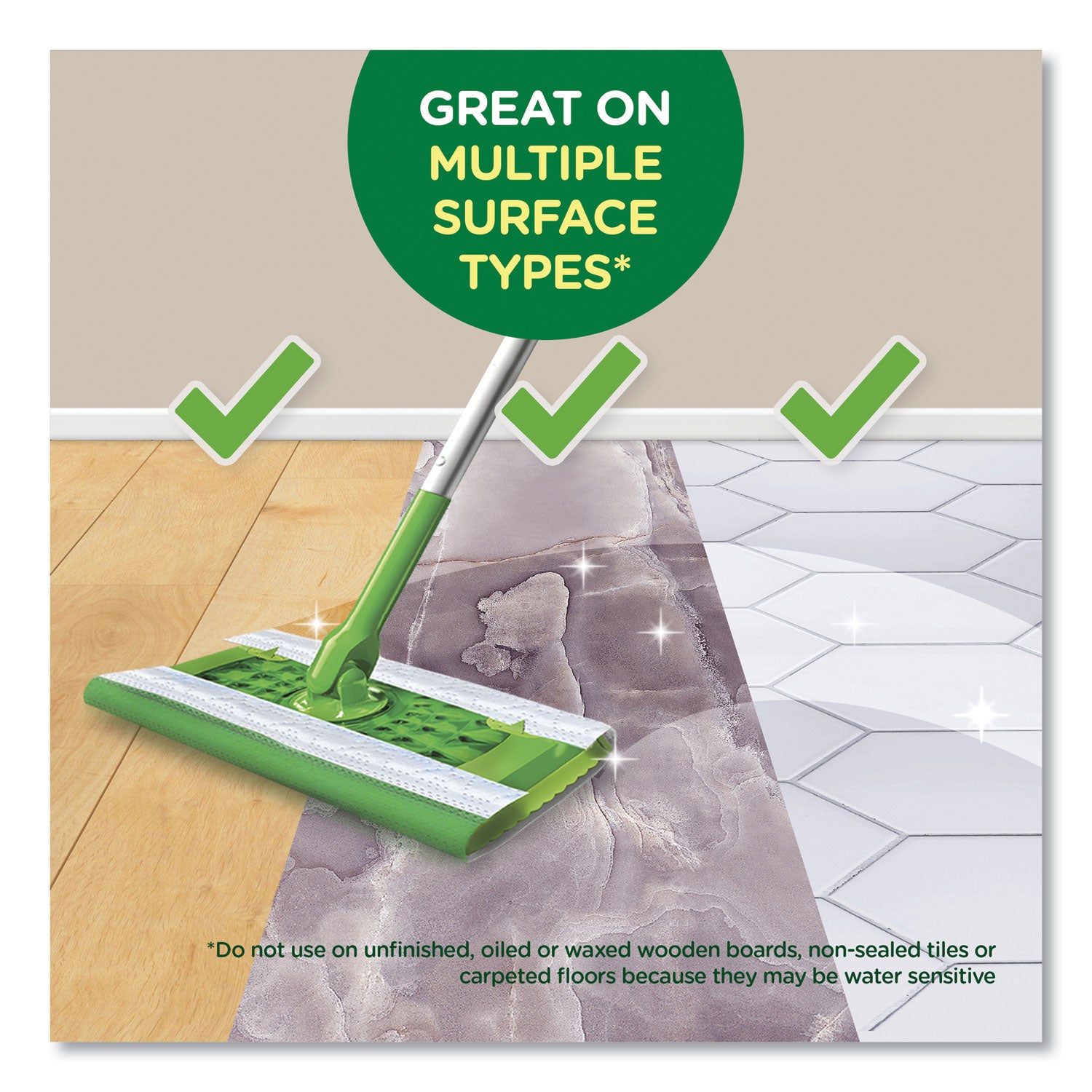 Swiffer® Wet Refill Cloths, 8 x 10, Fresh Scent, White, 12/Box, 6 Boxes/Carton