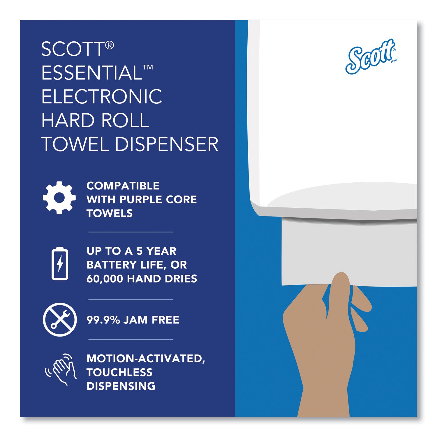 Scott® Essential Electronic Hard Roll Towel Dispenser, 12.7 X 9.57 X 15.76, Black