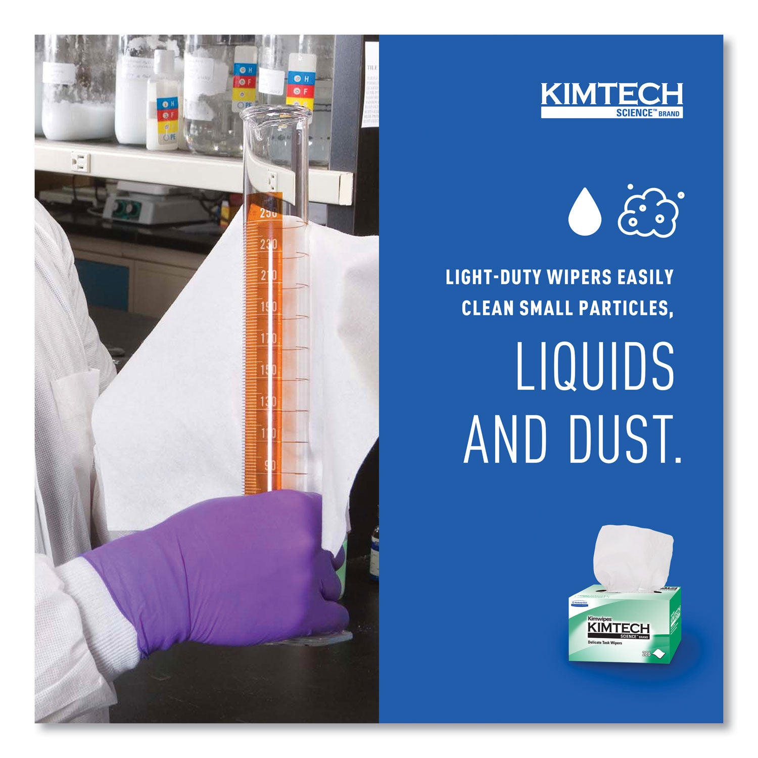 Kimtech™ Kimwipes, Delicate Task Wipers, 1-Ply, 4.4 x 8.4, Unscented, White, 286/Box