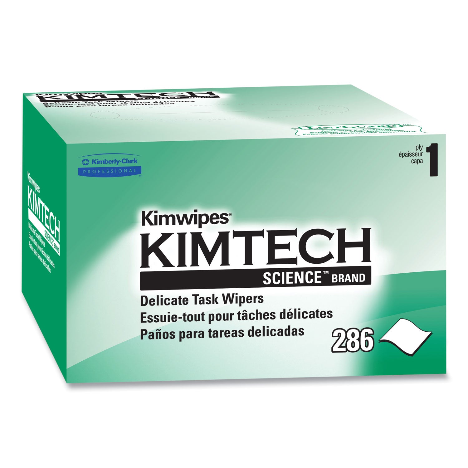 Kimtech™ Kimwipes, Delicate Task Wipers, 1-Ply, 4.4 x 8.4, Unscented, White, 286/Box, 60 Boxes/Carton