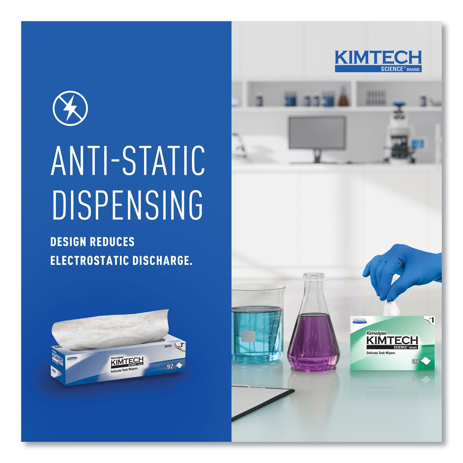 Kimtech™ Kimwipes Delicate Task Wipers, 2-Ply, 14.7 x 16.6, Unscented, White, 92/Box, 15 Boxes/Carton