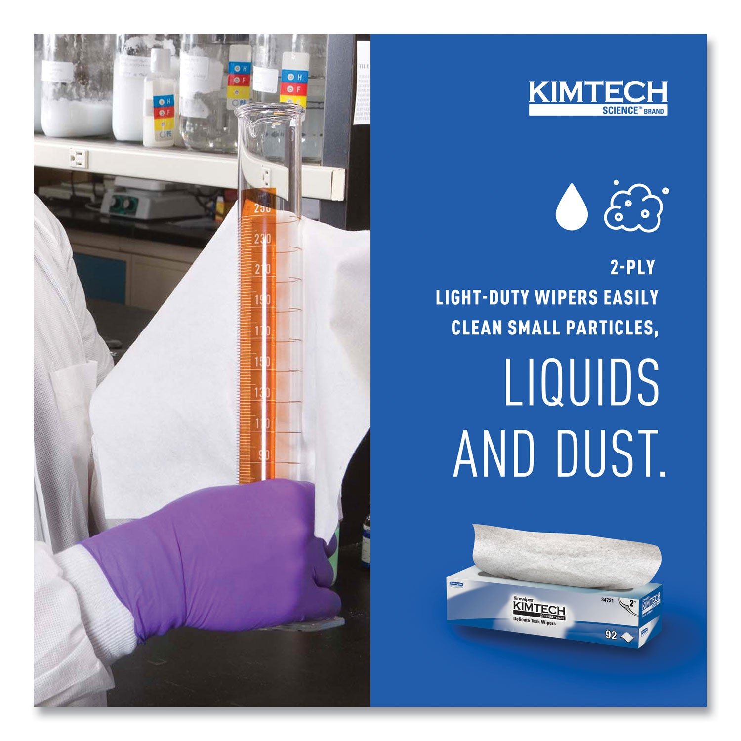 Kimtech™ Kimwipes Delicate Task Wipers, 2-Ply, 14.7 x 16.6, Unscented, White, 92/Box, 15 Boxes/Carton