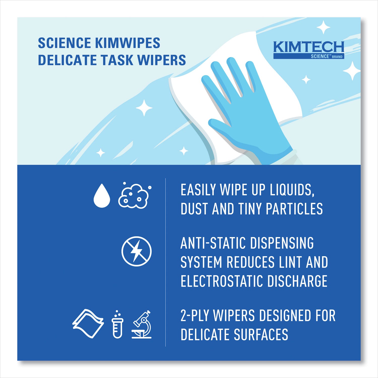 Kimtech™ Kimwipes Delicate Task Wipers, 2-Ply, 14.7 x 16.6, Unscented, White, 92/Box, 15 Boxes/Carton