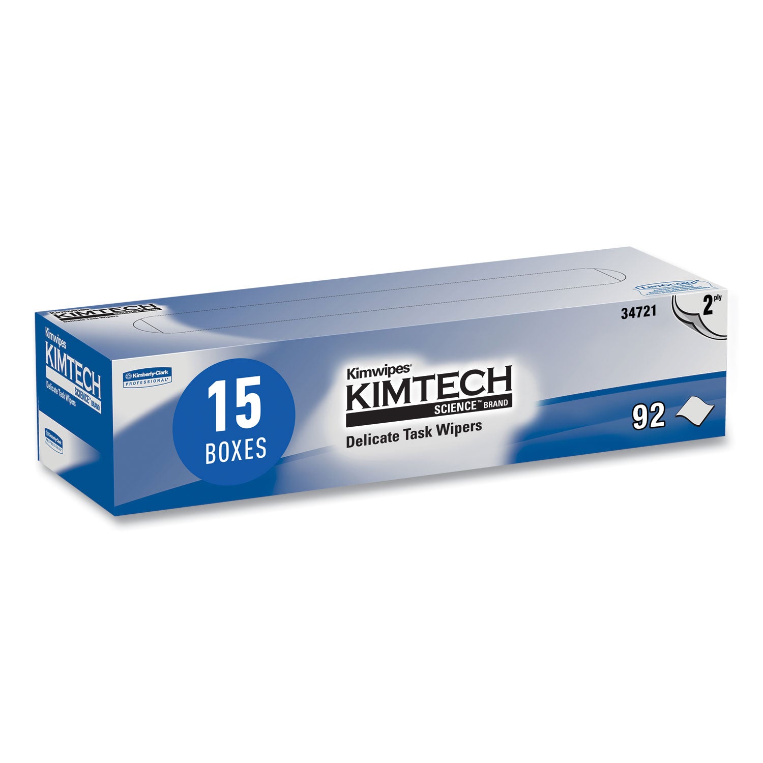 Kimtech™ Kimwipes Delicate Task Wipers, 2-Ply, 14.7 x 16.6, Unscented, White, 92/Box, 15 Boxes/Carton