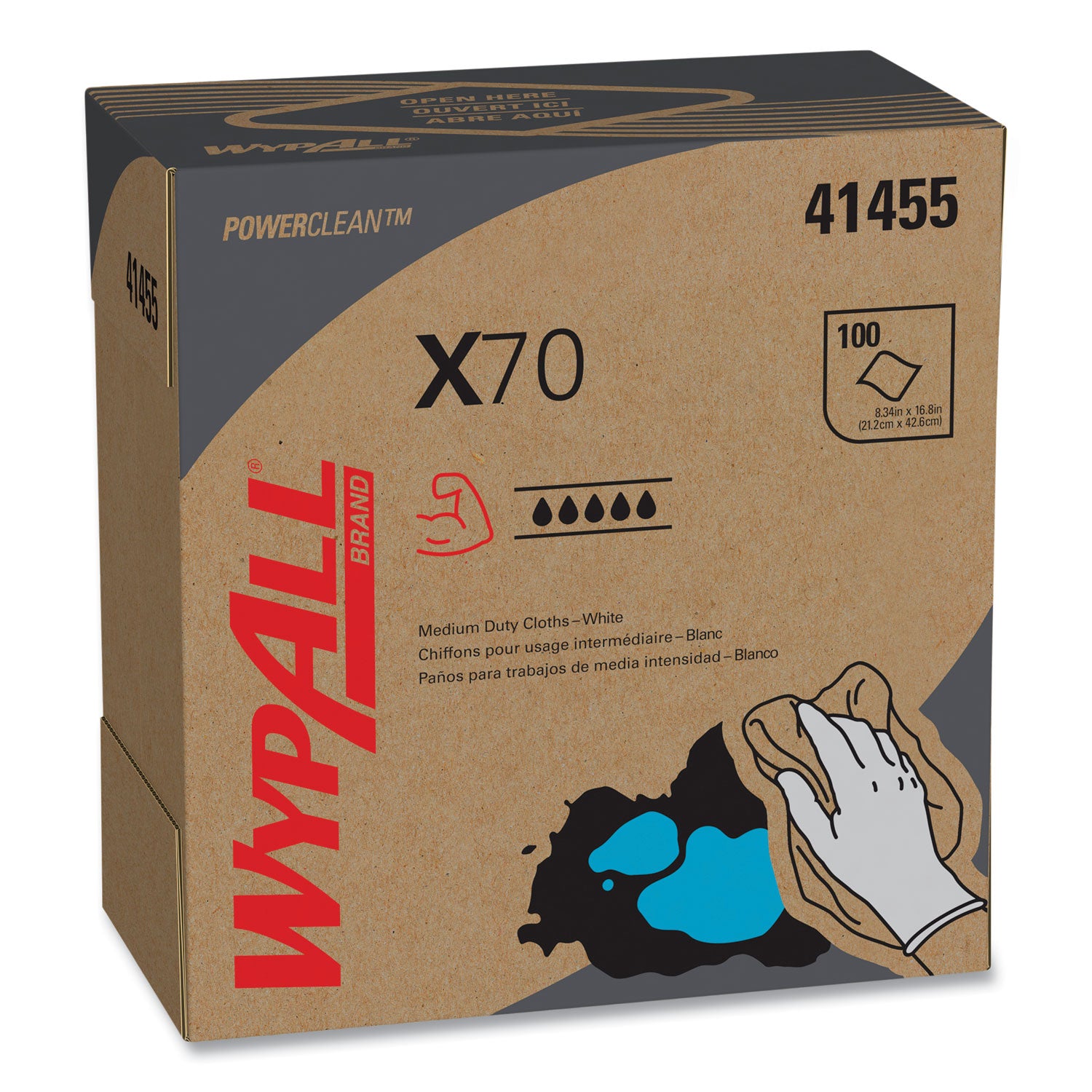 WypAll® X70 Cloths, POP-UP Box, 9.13 x 16.8, White, 100/Box, 10 Boxes/Carton