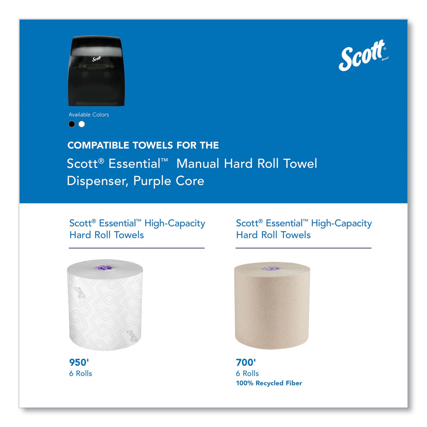 Scott® Essential Manual Hard Roll Towel Dispenser, 13.06 X 11 X 16.94, Black