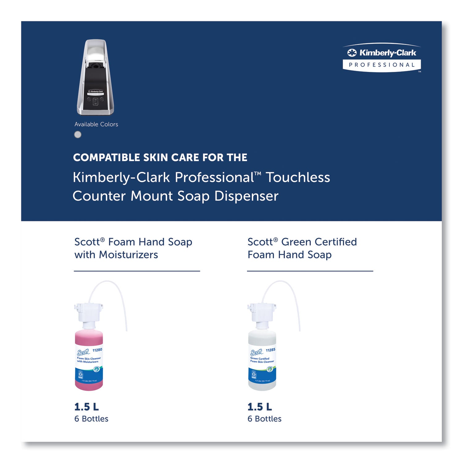 Kimberly-Clark Professional* Touchless Counter Mount Skin Care Dispenser, 1.5 L, 2.12 X 4.25 X 5.56, Chrome