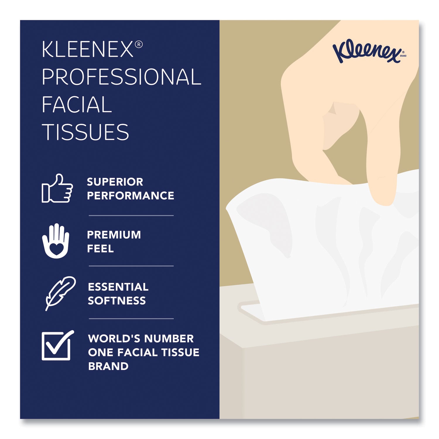 Kleenex® White Facial Tissue, 2-Ply, White, Pop-Up Box, 125 Sheets/box