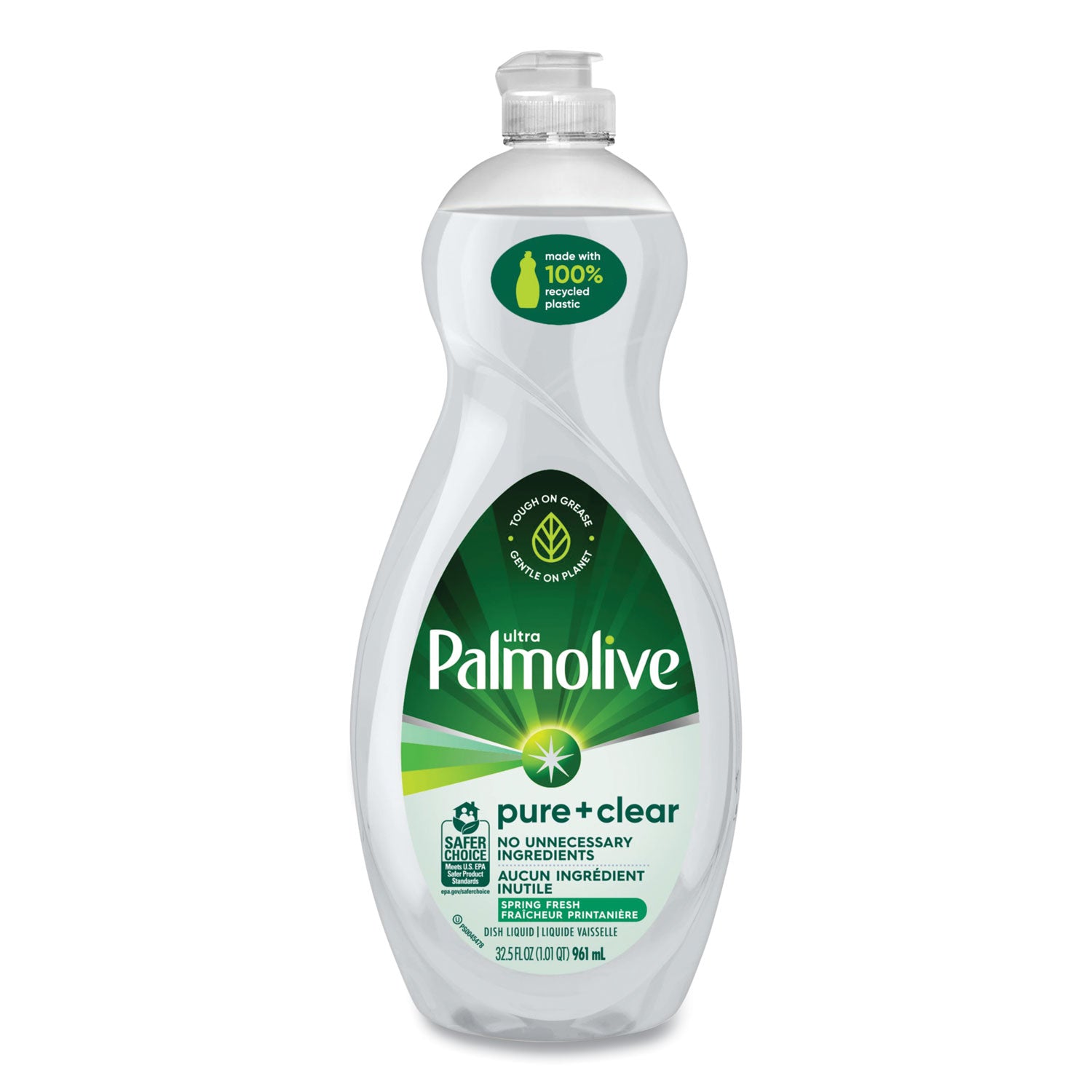 Palmolive® Pure + Clear Dishwashing Liquid, Spring Fresh, 32.5 oz Bottle, 9/Carton