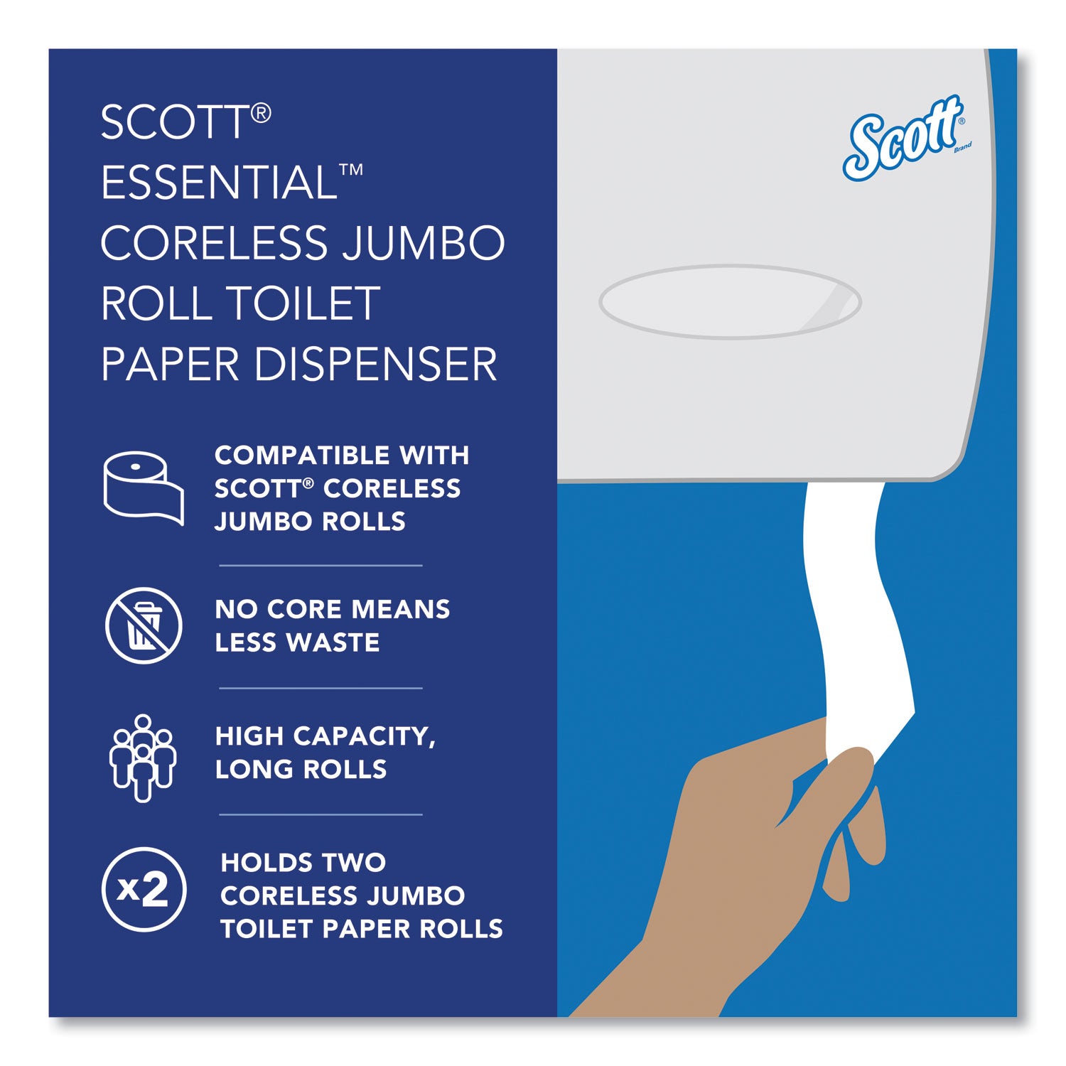 Scott® Essential Coreless Twin Jumbo Roll Tissue Dispenser, 20 X 6 X 11, Black