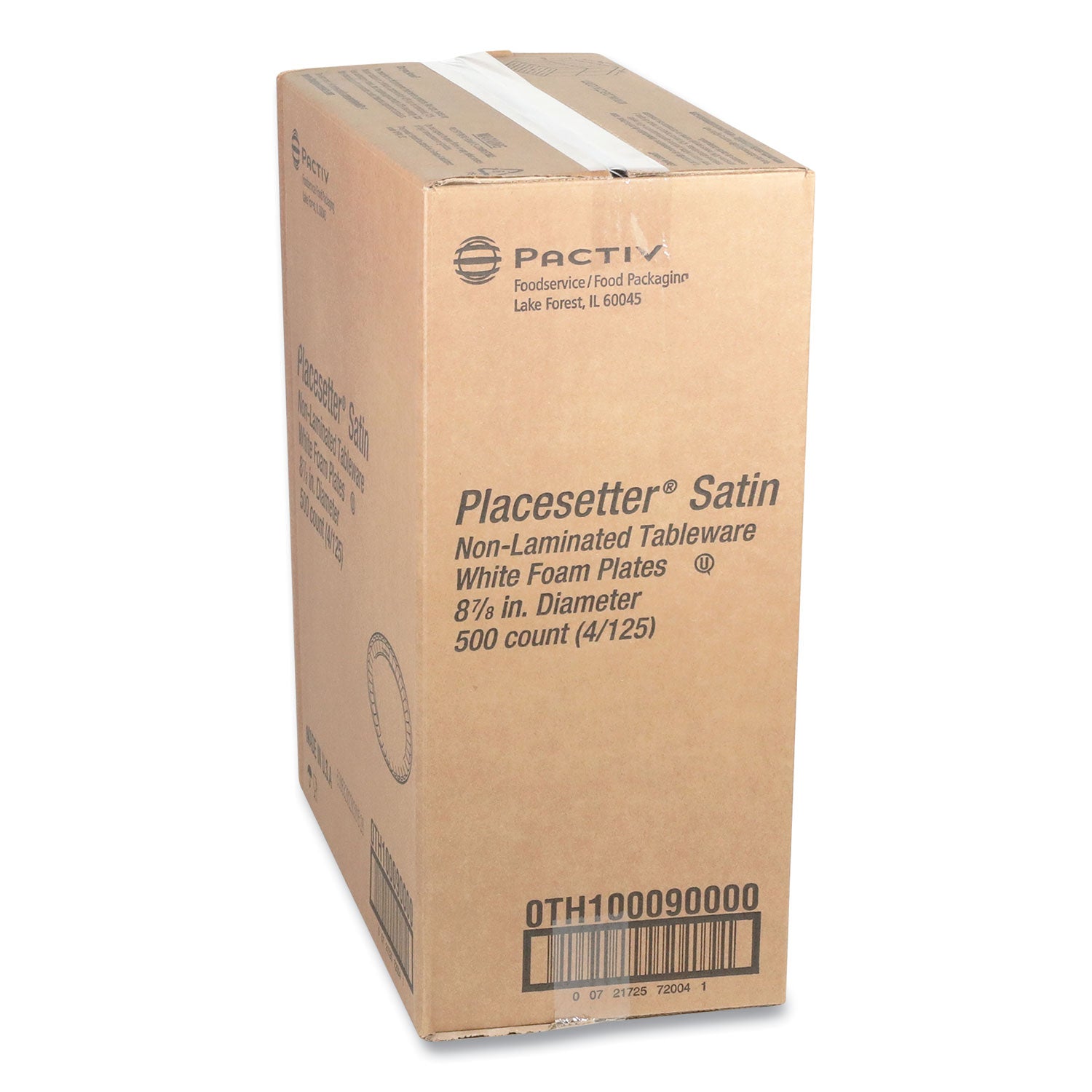 Pactiv Evergreen Placesetter Satin Non-Laminated Foam Dinnerware, Plate, 9" dia, White, 125/Pack, 4 Packs/Carton