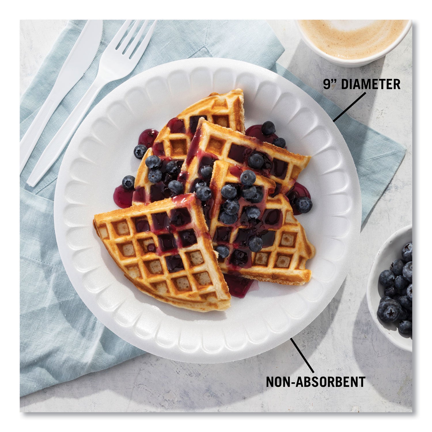 Pactiv Evergreen Placesetter Satin Non-Laminated Foam Dinnerware, Plate, 9" dia, White, 125/Pack, 4 Packs/Carton