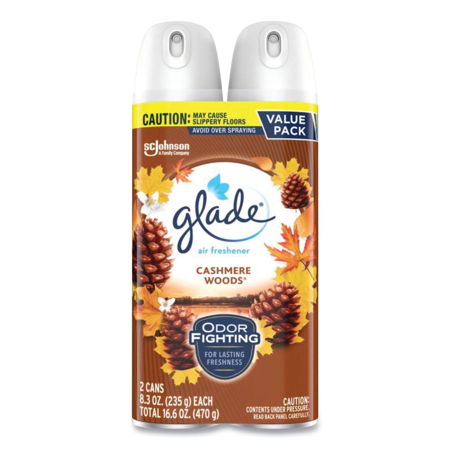 Glade® Air Freshener, Cashmere Woods, 8.3 oz Aerosol Spray, 3/Carton