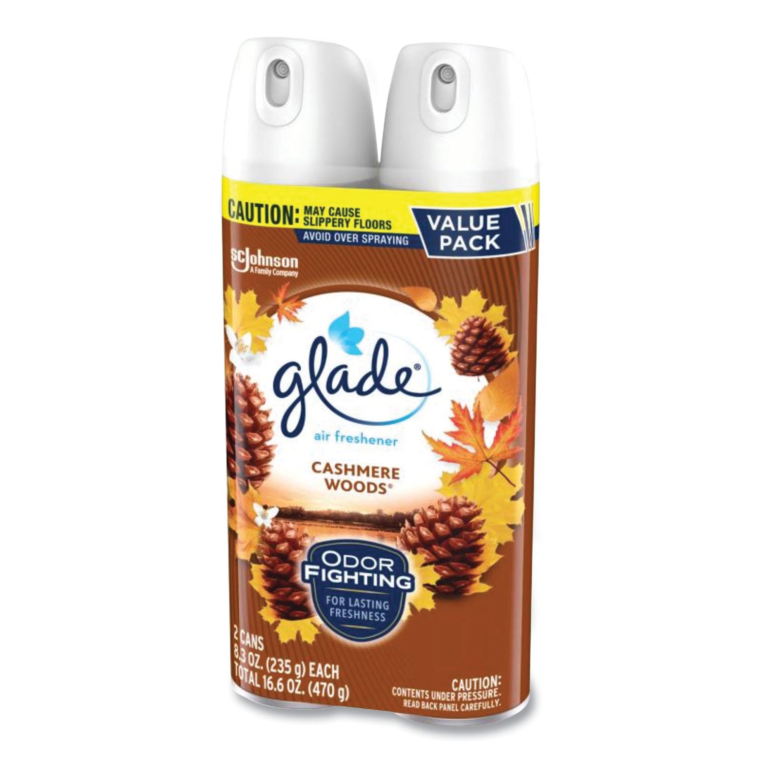 Glade® Air Freshener, Cashmere Woods, 8.3 oz Aerosol Spray, 3/Carton