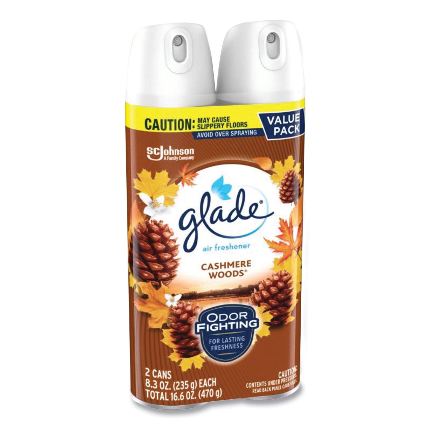 Glade® Air Freshener, Cashmere Woods, 8.3 oz Aerosol Spray, 3/Carton