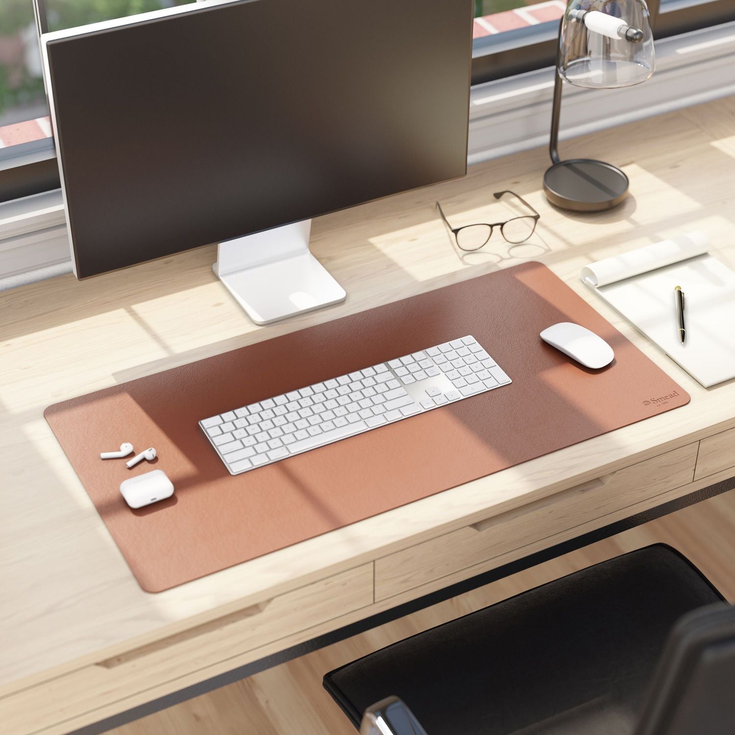 Smead Vegan Leather Desk Pads, 31.5" x 15.7", Brown