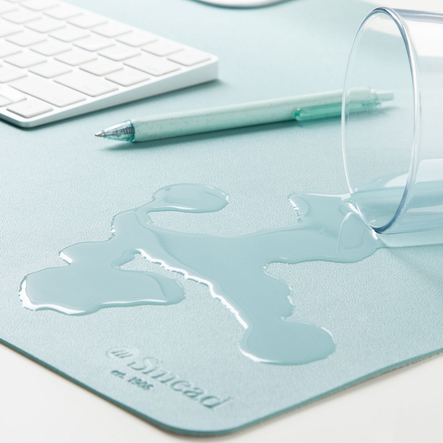 Smead Vegan Leather Desk Pads, 36" x 17", Light Blue