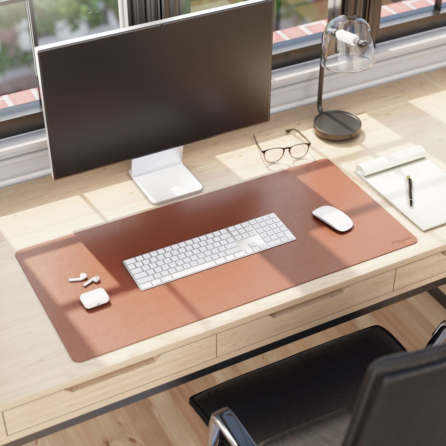 Smead Vegan Leather Desk Pads, 36" x 17", Brown
