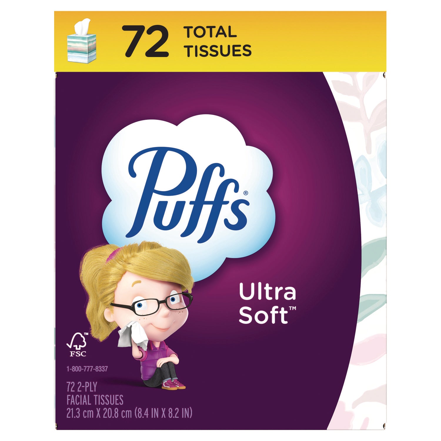 Puffs® Ultra Soft Facial Tissue, 2-Ply, White, 72 Sheets/Box, 24 Boxes/Carton