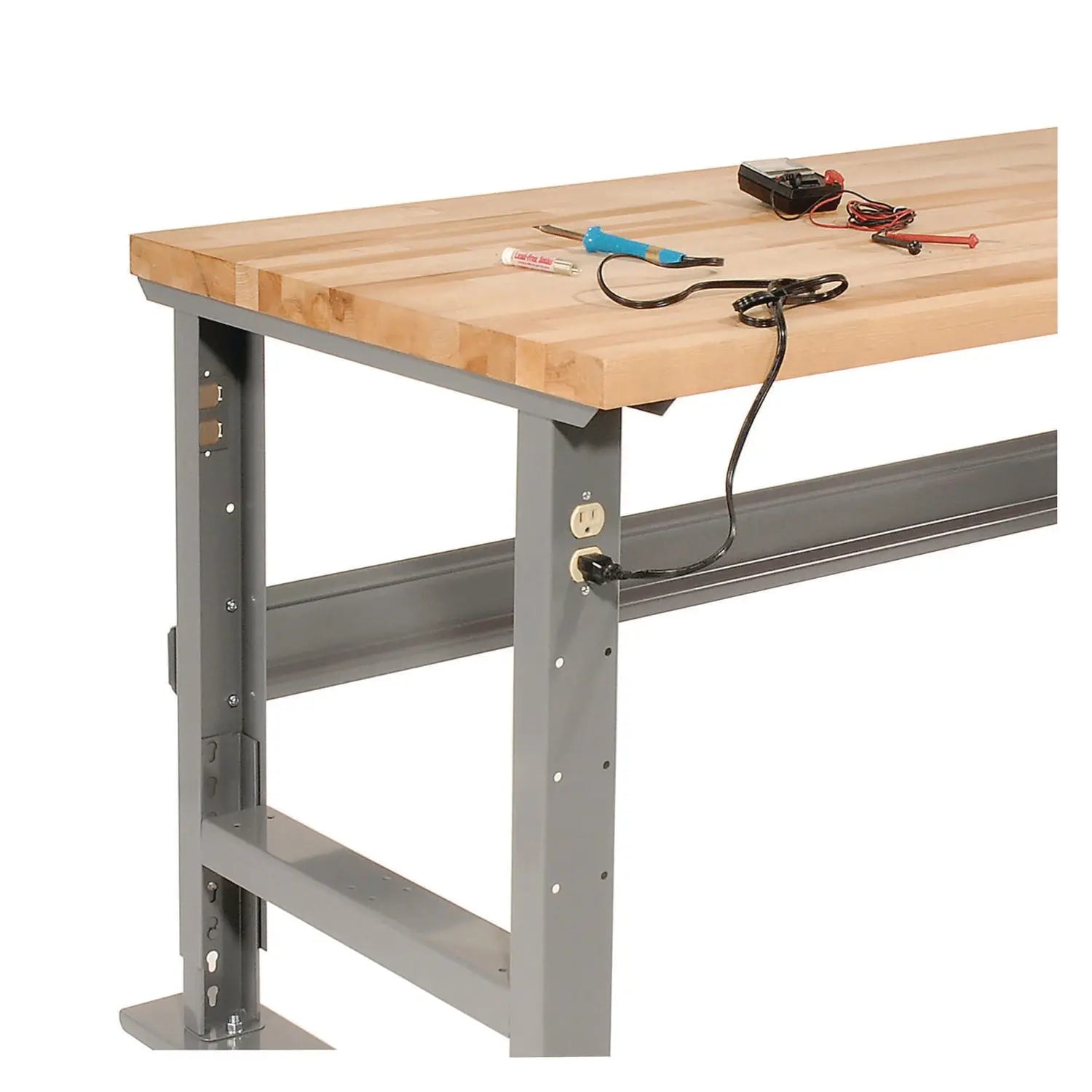 Light Duty Butcher Block Top Adjustable Height Workbench, 800 lbs, 48 x 30 x 36 to 43, Gray Global Industrial® Flipcost