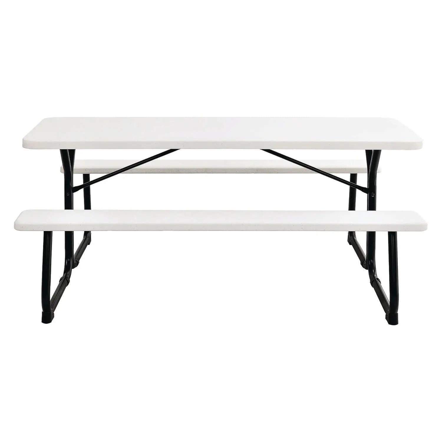 Blow-Molded Plastic Picnic Table, Rectangular, 72 x 60 x 30, White Top, White Base/Legs Global Industrial® Flipcost