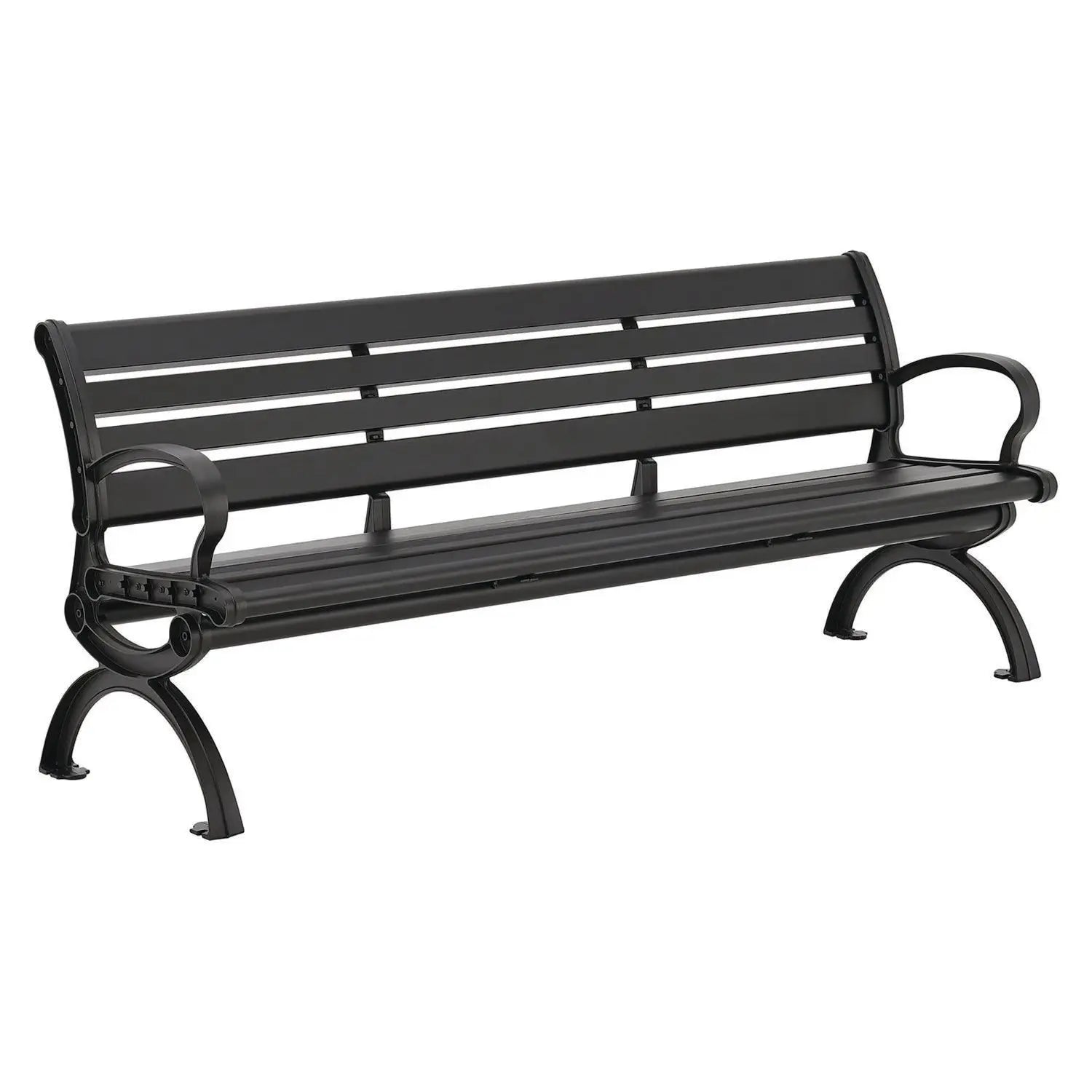 Aluminum Bench with Back, 73 x 22.75 x 30.75, Black
