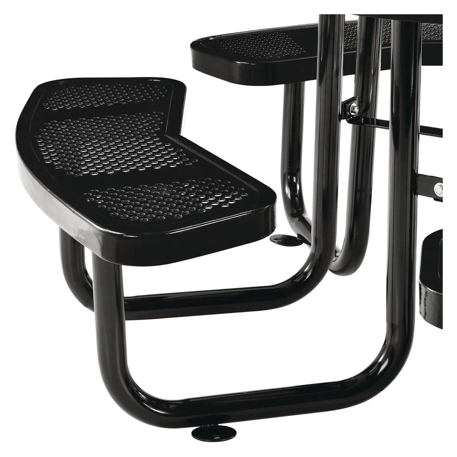 Perforated Steel Picnic Table, Round, 46" Dia x 29.5"h, Black Top, Black Base/Legs Global Industrial® Flipcost