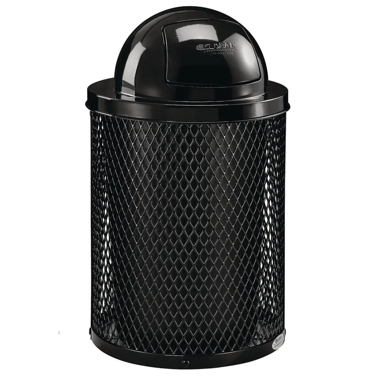 Outdoor Diamond Industrial Steel Trash Can, 36 gal, Black