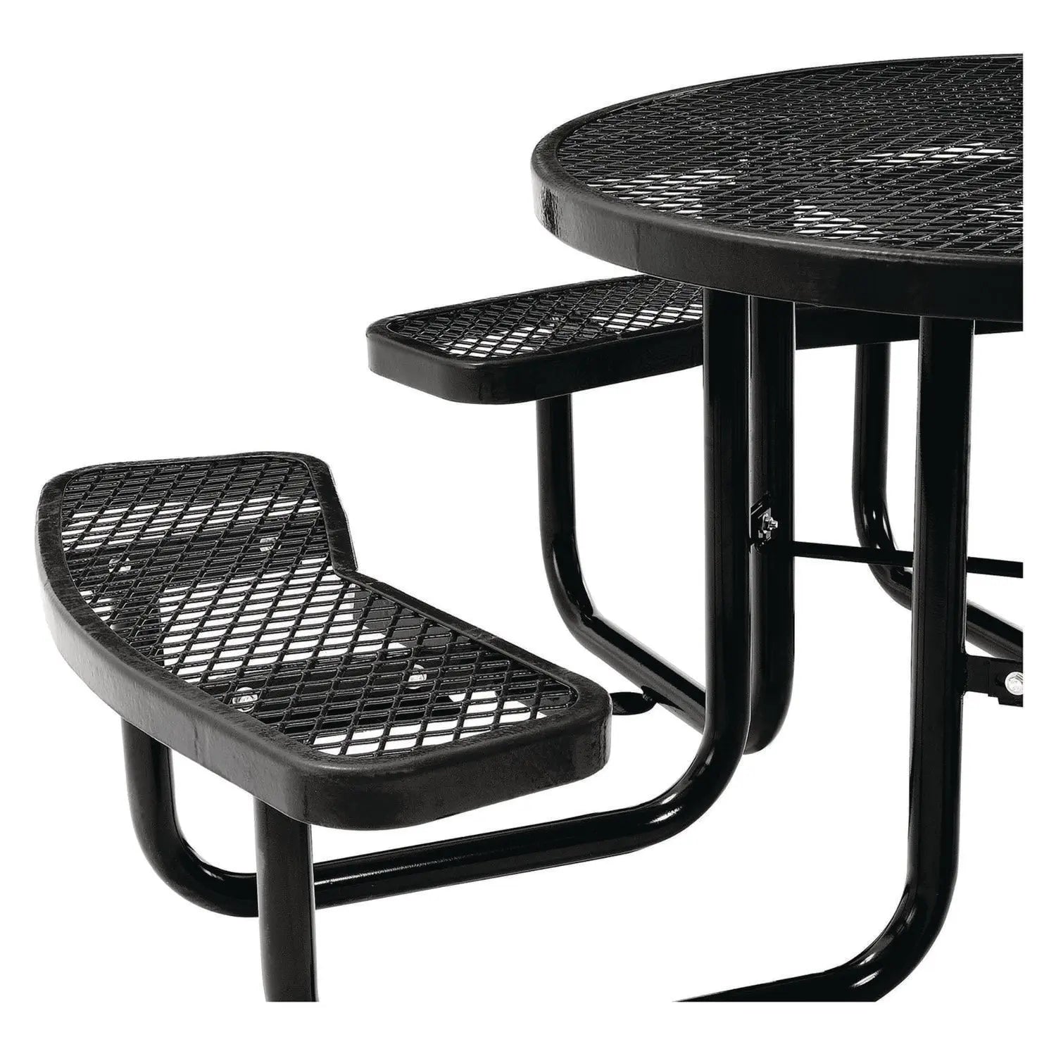 Expanded Steel Picnic Table, Round, 46" Dia x 29.5"h, Black Top, Black Base/Legs Global Industrial® Flipcost