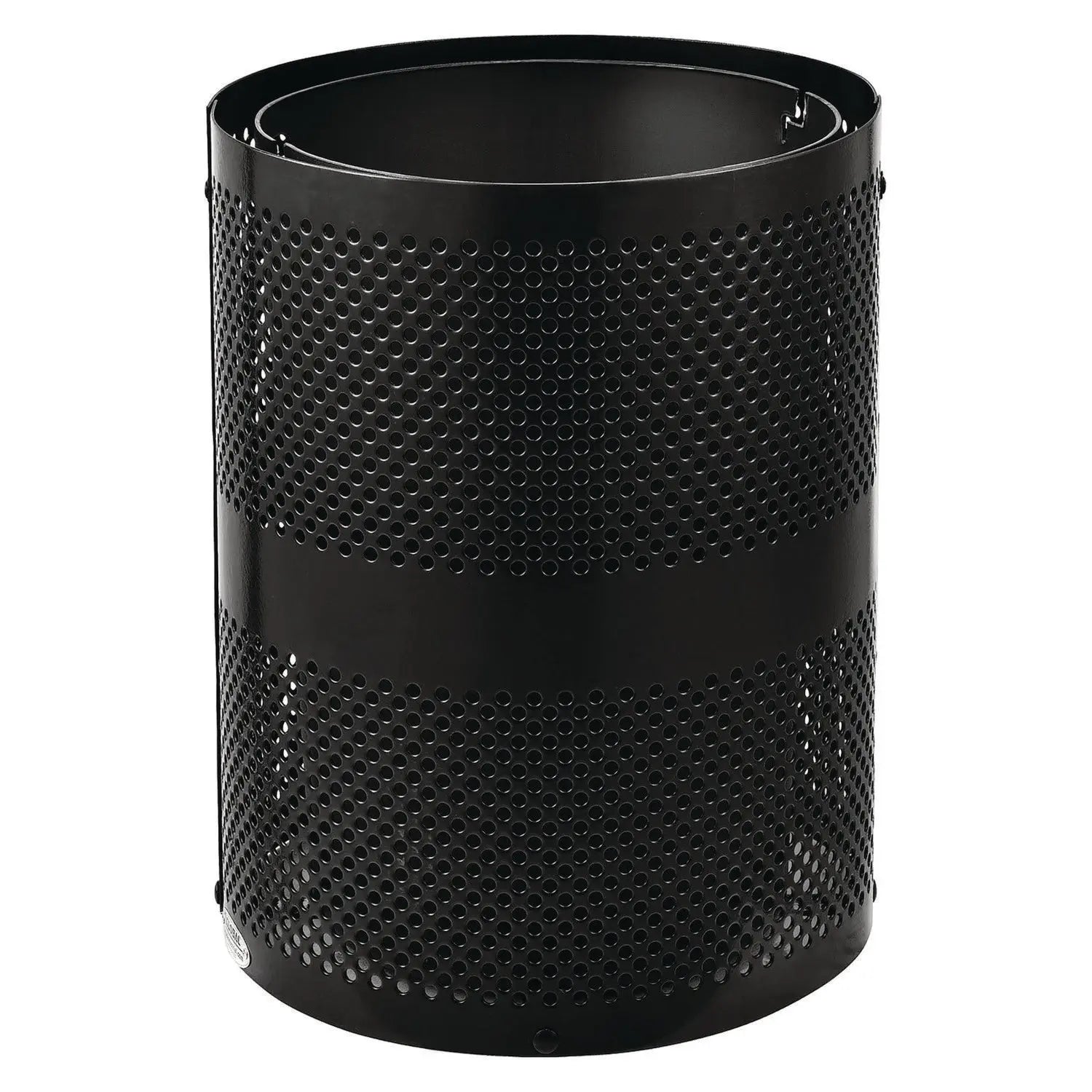 Outdoor Perforated Steel Trash Can with Dome Lid, 36 gal, Steel, Black Global Industrial® Flipcost