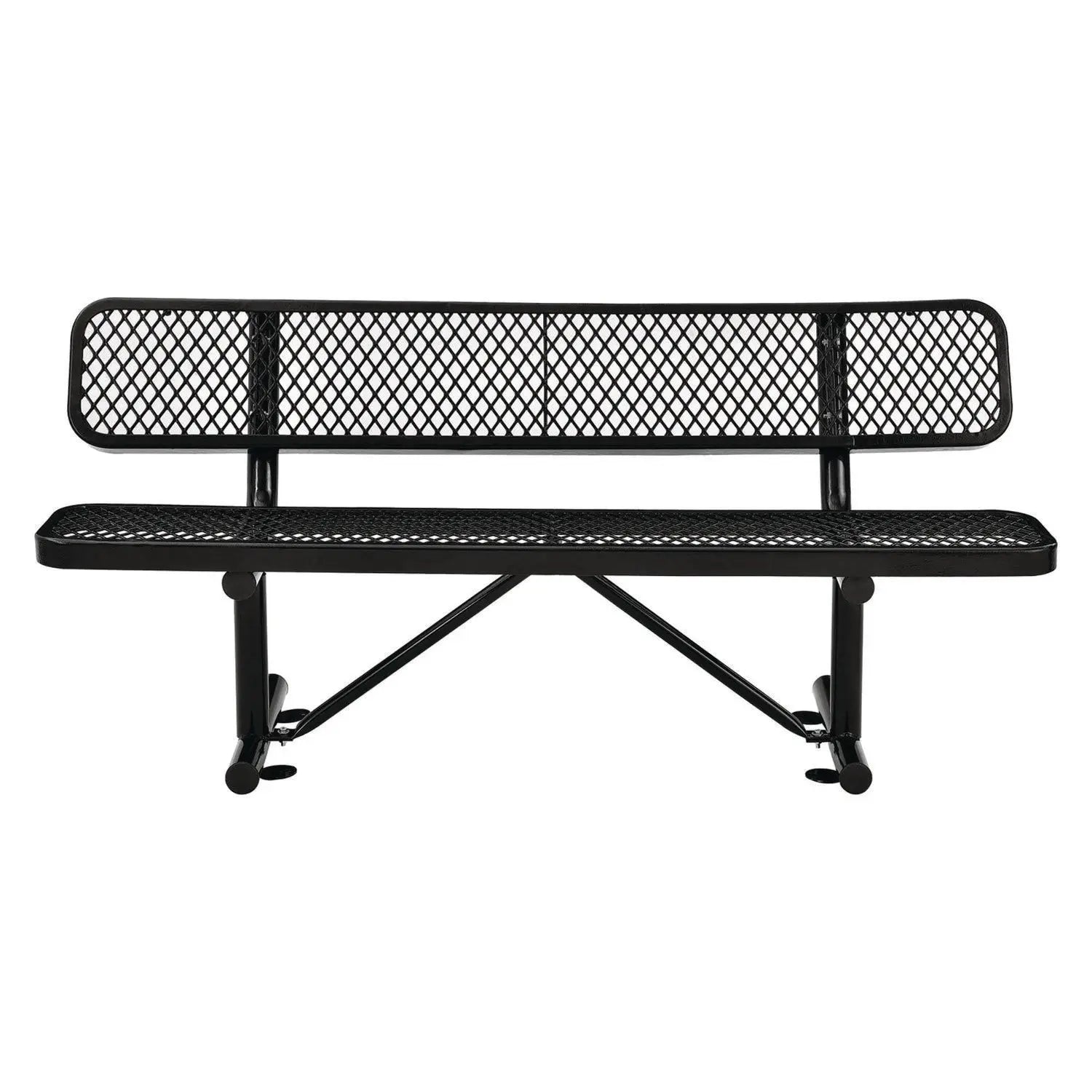 Expanded Steel Bench With Back, 72 x 24 x 33, Black Global Industrial® Flipcost