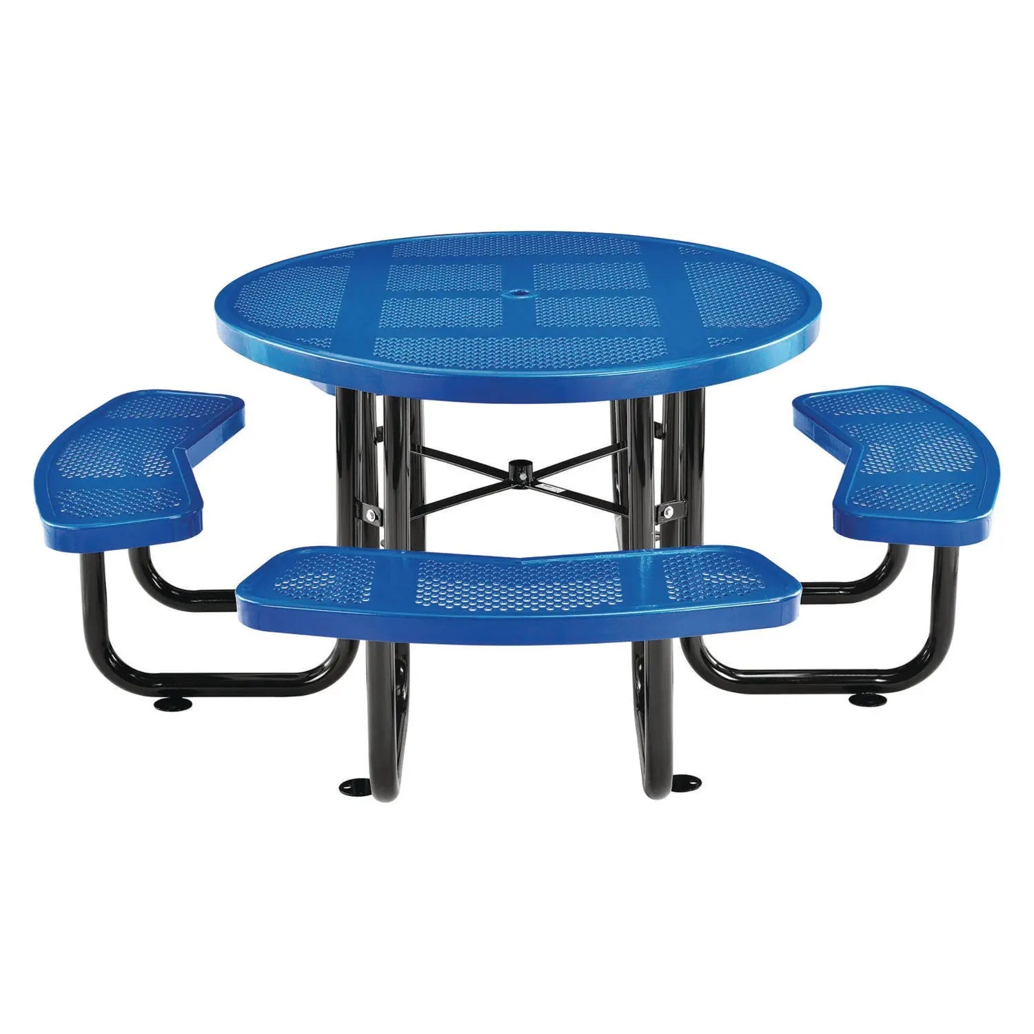 Perforated Steel Picnic Table, Round, 46" Dia x 29.5"h, Blue Top, Blue Base/Legs Global Industrial® Flipcost
