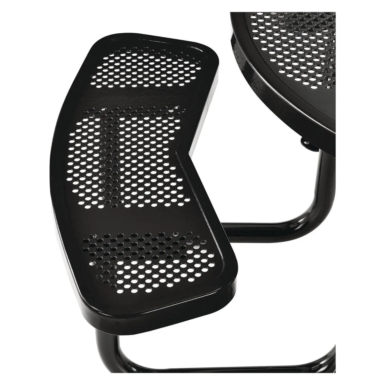 Perforated Steel Picnic Table, Round, 46" Dia x 29.5"h, Black Top, Black Base/Legs Global Industrial® Flipcost