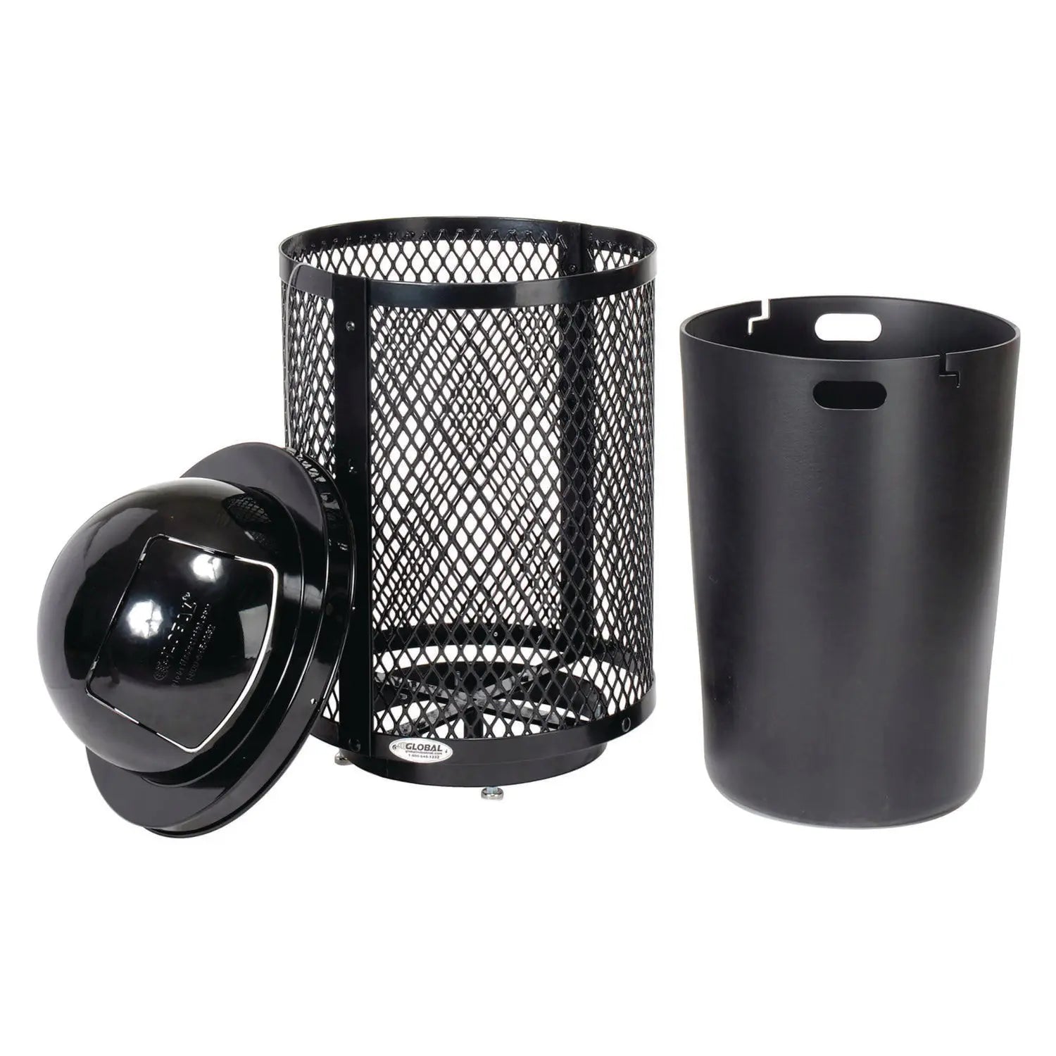 Outdoor Diamond Steel Trash Can with Base, 36 gal, Black Global Industrial® Flipcost