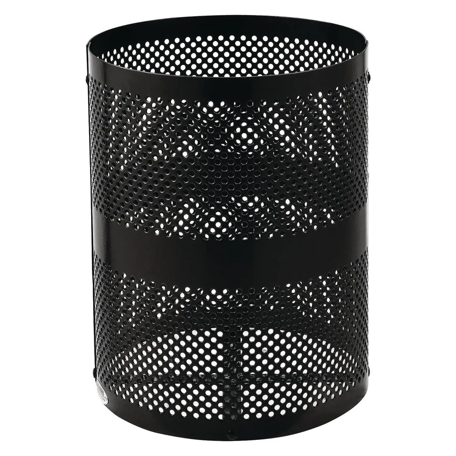Outdoor Perforated Steel Trash Can with Dome Lid, 36 gal, Steel, Black Global Industrial® Flipcost