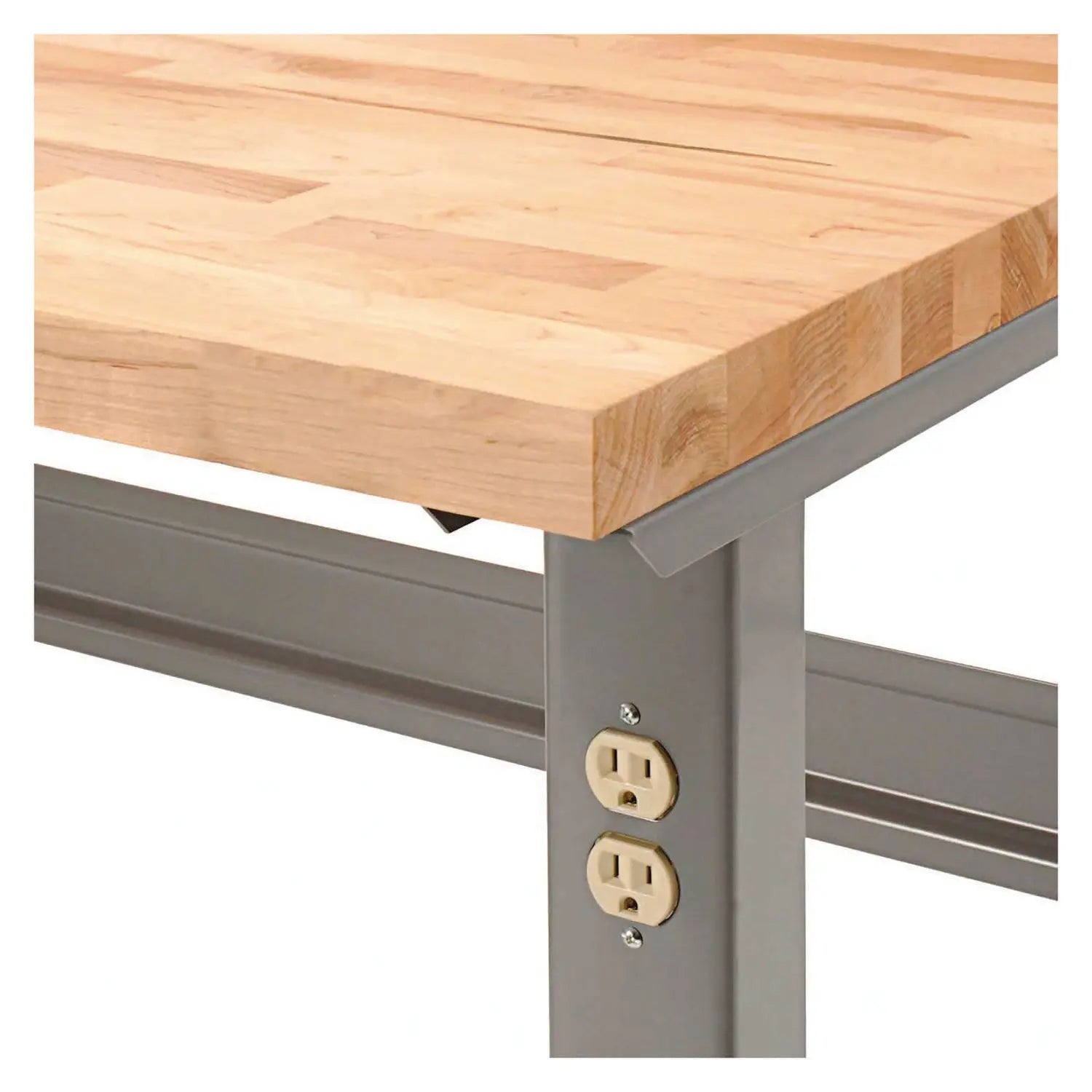 Standard Duty Butcher Block Top Adjustable Height Workbench, 2,000 lbs, 60 x 30 x 30.88 to 36.88, Birch/Gray Global Industrial® Flipcost