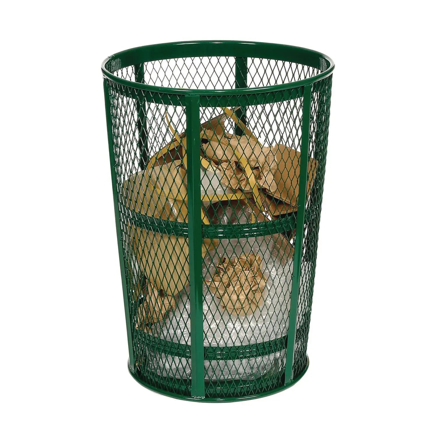 Steel Mesh Corrosion Resistant Trash Can, 48 gal, Green Global Industrial® Flipcost