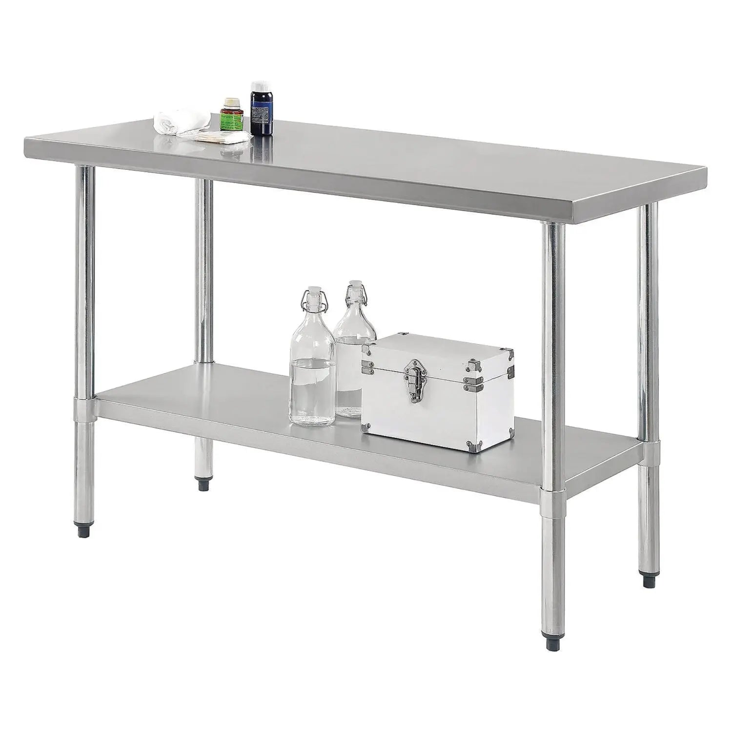 Work Table with Undershelf, Rectangular, 72 x 30 x 35, Silver Top, Silver Base/Legs Global Industrial® Flipcost