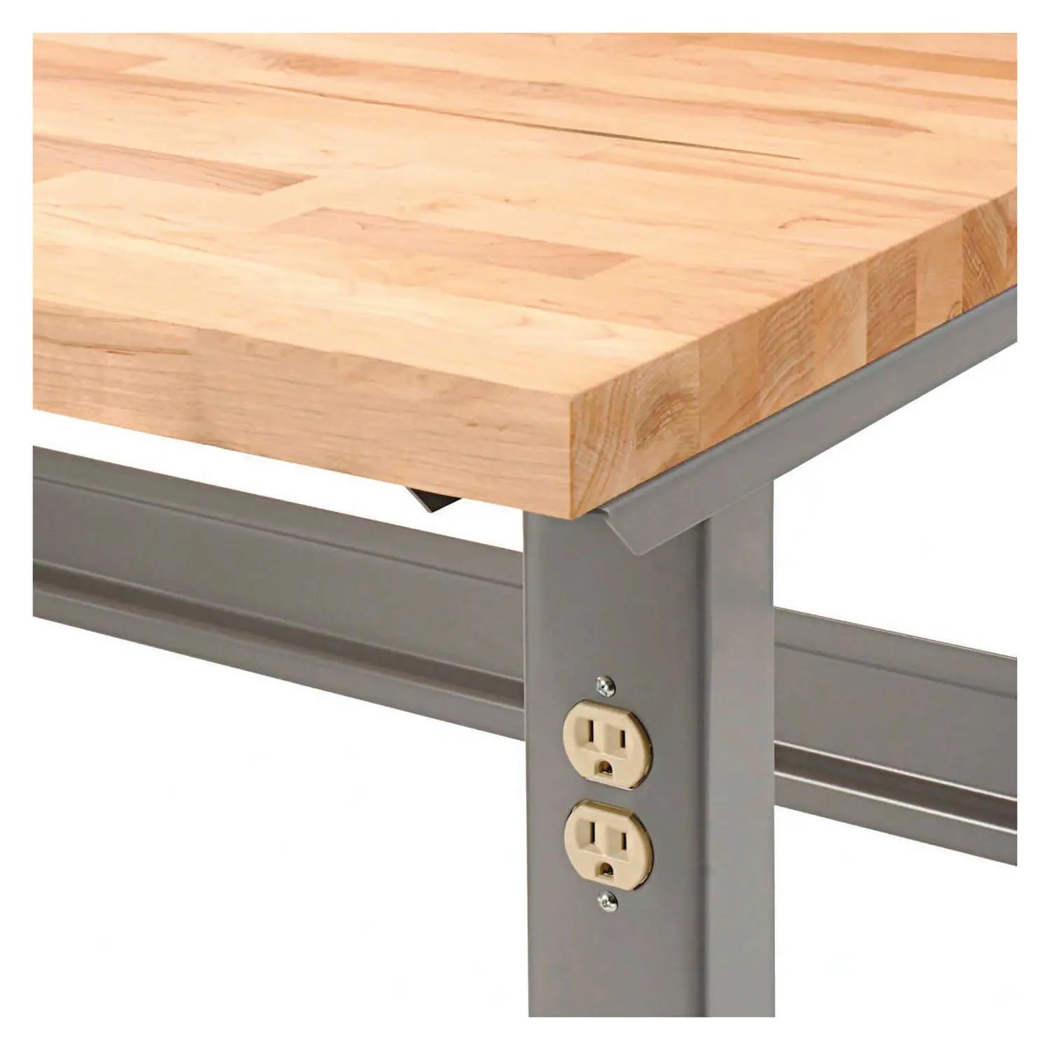 Standard Duty Butcher Block Top Adjustable Height Workbench, 2,000 lbs, 72 x 30 x 30.88 to 36.88, Maple/Gray Global Industrial® Flipcost