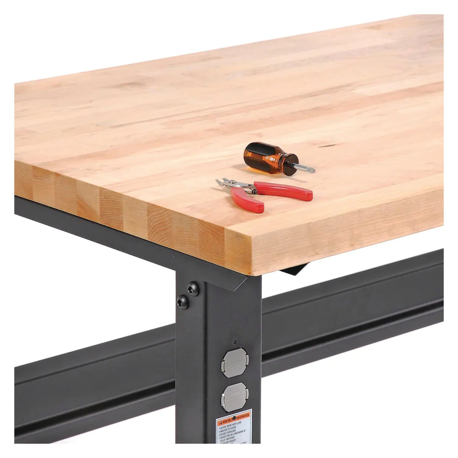 Standard Duty Butcher Block Top Adjustable Height Workbench, 2,000 lbs, 72 x 36 x 30.88 to 36.88, Maple/Black Global Industrial® Flipcost