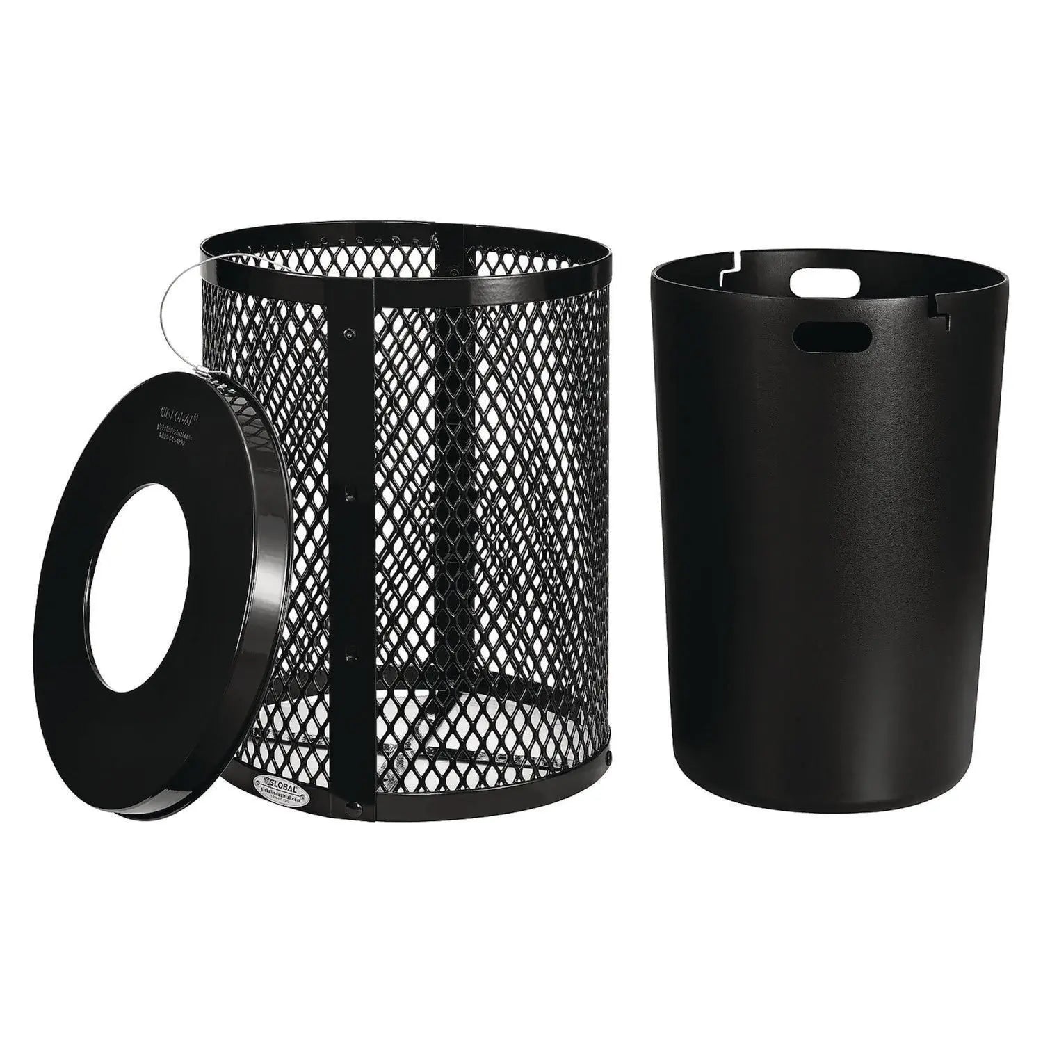 Outdoor Diamond Steel Trash Can, 36 gal, Black Global Industrial® Flipcost