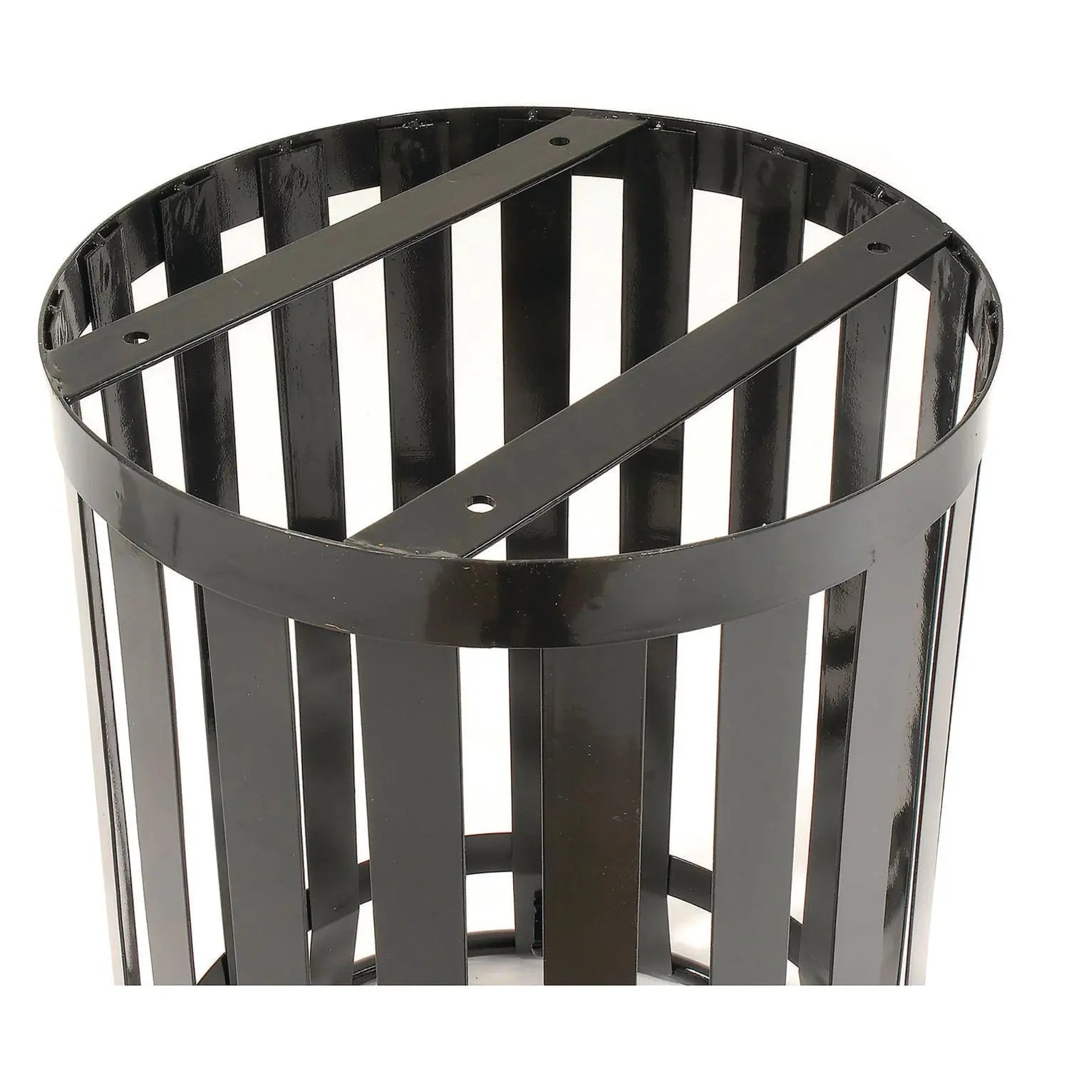 Outdoor Slatted Steel Trash Can, 36 gal, Black Global Industrial® Flipcost