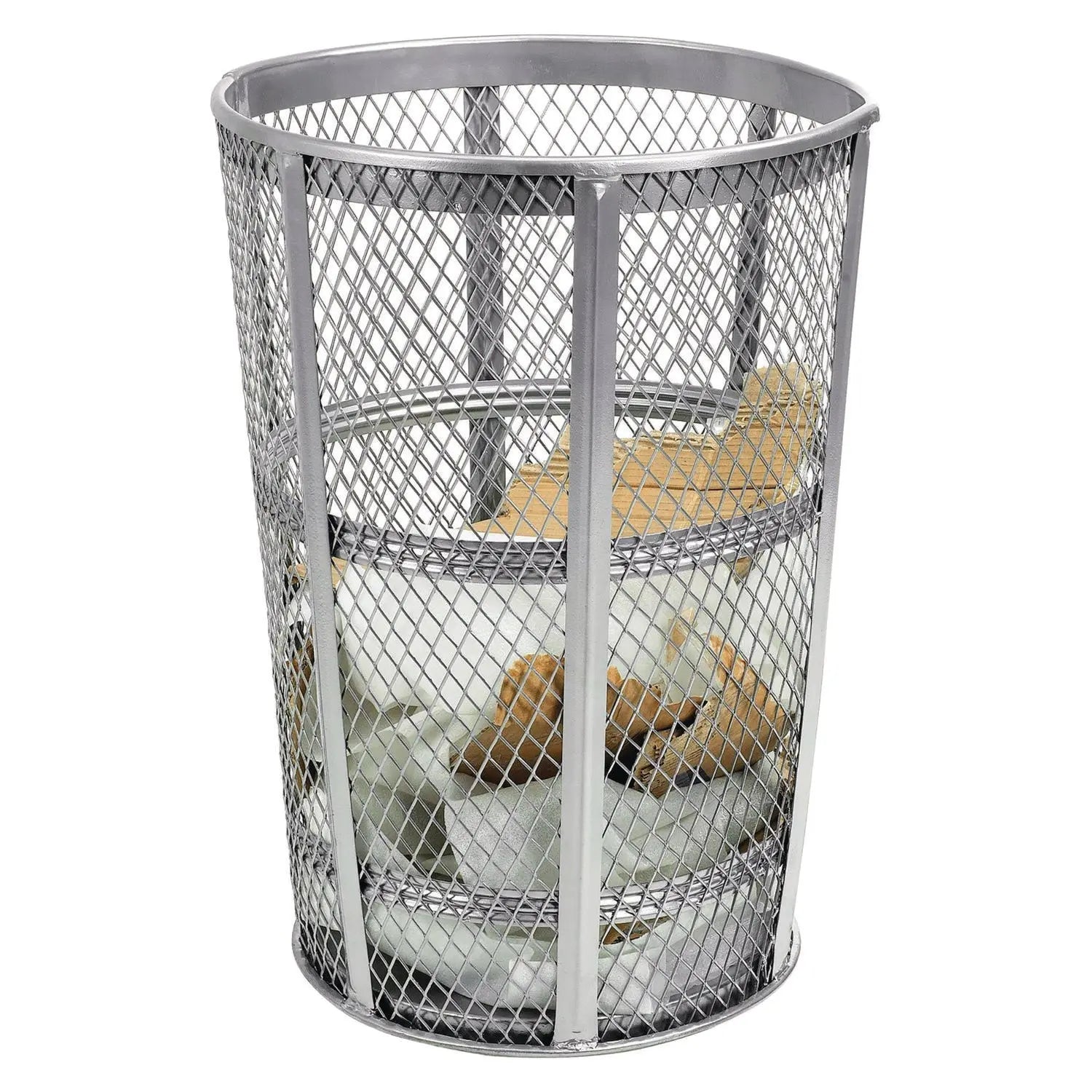 Steel Mesh Corrosion Resistant Trash Can, 48 gal, Silver Global Industrial® Flipcost